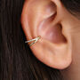 Minimalist Paved Double Clicker Gold Plated Hoops, thumbnail 2 of 5