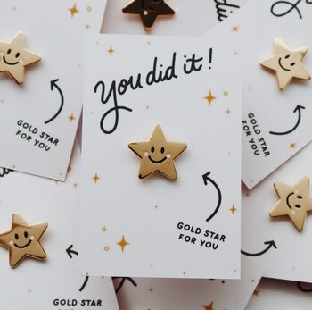 Gold Star Enamel Pin Badge, Congratulations You Did It, 2 of 6