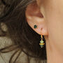 Gold Emerald Earrings, thumbnail 4 of 11