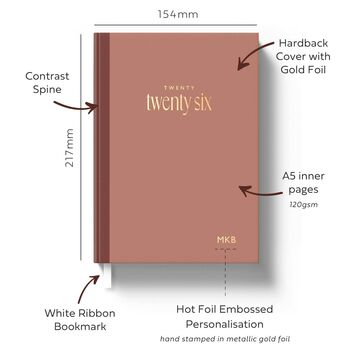 2026 Personalised A5 Weekly Planner With Gold Foil, 6 of 10
