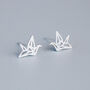 Sterling Silver Origami Crane Stud Earrings, thumbnail 3 of 6