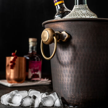Solid Copper Ice Bucket, Hammered Surface, 11 of 12