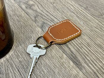 Personalised Leather Keyring, Tan, 5 of 8