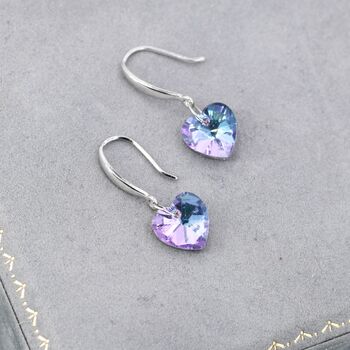 Alexandrite Cz Heart Drop Dangle Earrings In Sterling Silver, 7 of 12
