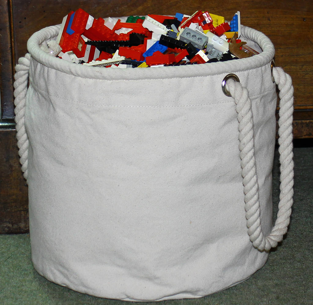 canvas toy storage with lid