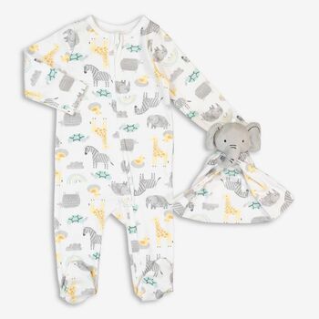 Safari Newborn Baby Sleepsuit And Comforter, 3 of 6