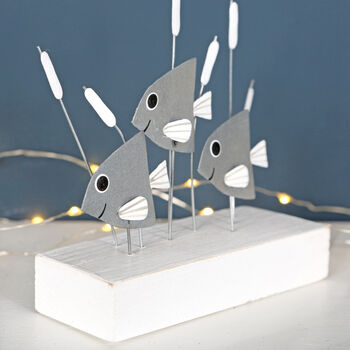 Trio Of Silver Fish On Block, 3 of 3