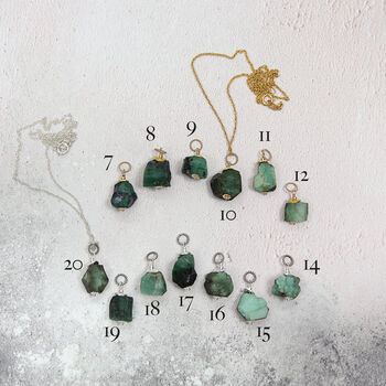 Rough Emerald Pendant Necklace, 10 of 11