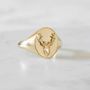 Deer Signet Ring Solid Gold, thumbnail 1 of 6