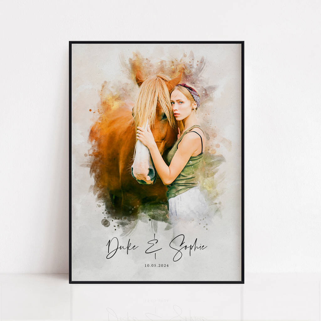 Custome Watercolor Horse Portrait Gift For Horse Owners, 1 of 7