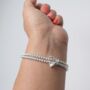 Sterling Silver Double Beaded Stretch Heart Bracelet, thumbnail 1 of 12