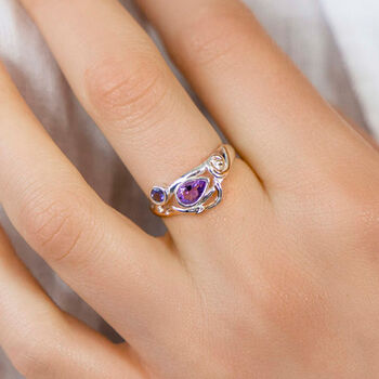 Amethyst And Iolite Organic Ring In Sterling Silver, 4 of 5