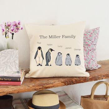 Personalised Penguin Family Cushion, 2 of 4
