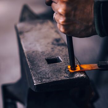 11th Anniversary Gift; Forged Dark Steel Bar Keyring, 7 of 8