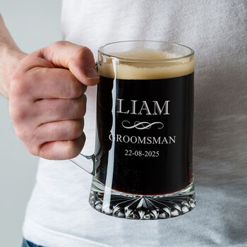 Personalised Engraved Wedding Beer Tankard For Grooms Party, 2 of 5