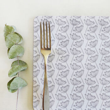 Set Of Four Dove Grey Cow Parsley Placemats, 4 of 4