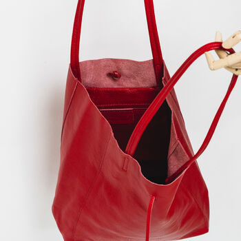 Red Leather Tote Shopper, 4 of 10