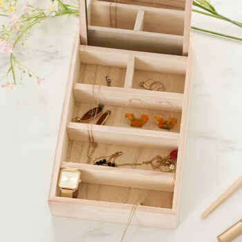 Personalised Wooden Jewellery Box With Mirror, 7 of 8