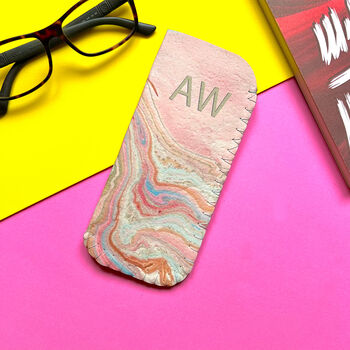 Personalised Initial Pink And Blue Marble Glasses Case, 6 of 10