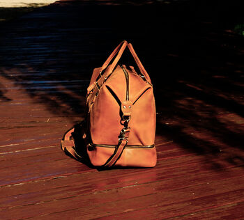 Front Straps Vintage Look Leather Weekender, 9 of 12