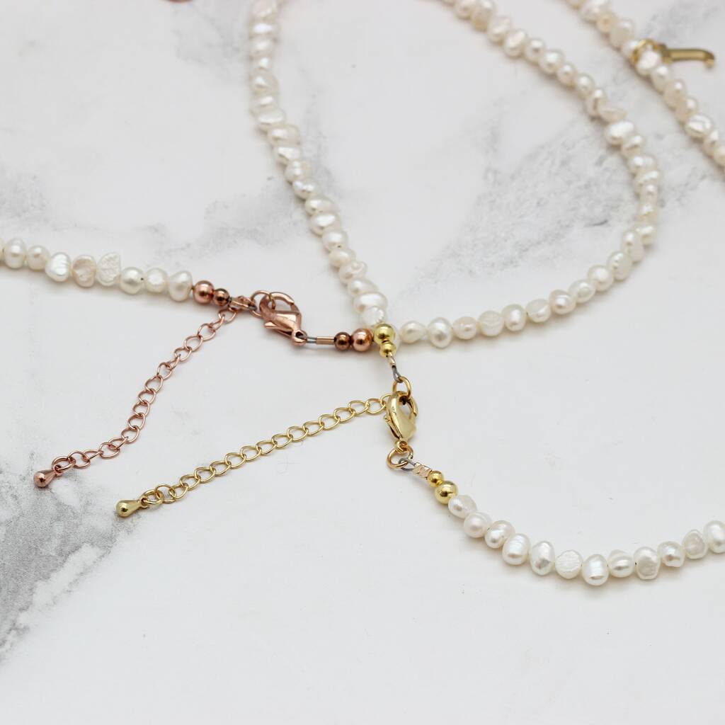 Pearl Choker Necklace With Gold Vermeil Initial Charm By Bish Bosh ...