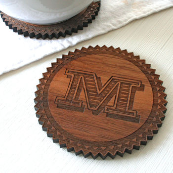 Personalised Monogram Walnut Wood Coasters, 6 of 6
