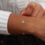 9ct Yellow Gold Turquoise Clover Bracelet, thumbnail 3 of 4
