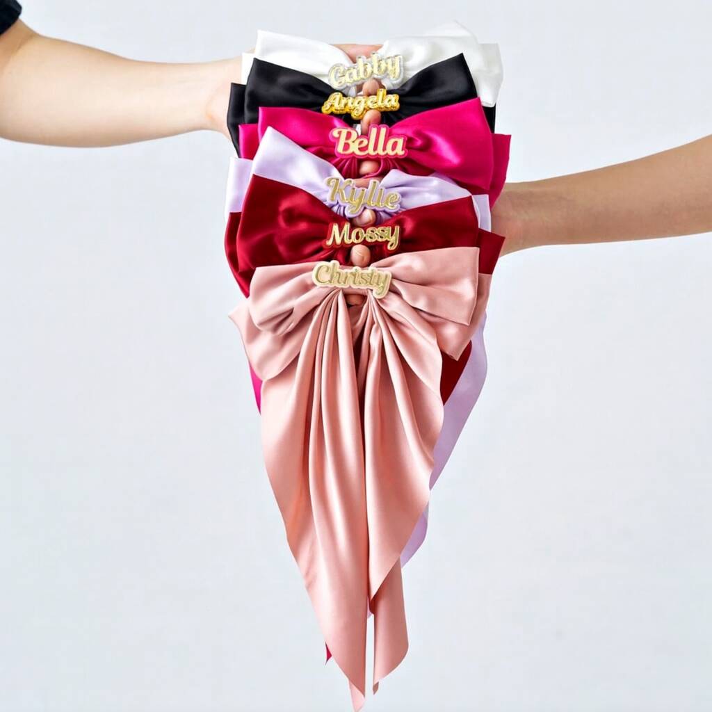 Personalised Monogram Long Hair Bow Clip, 1 of 8