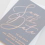 Charcoal Grey 'Natalie' Foil Save The Date Cards, thumbnail 2 of 2