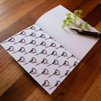 Inky Long Tailed Tit Eco A6 Notebook, 2 of 7