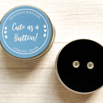 Silver Button Stud Earrings In A Gift Tin, 2 of 11