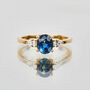 18ct Yellow Gold Teal Sapphire And Diamond Engagement Ring, thumbnail 4 of 5