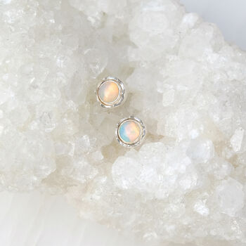 Maya Opal Stud Earrings Sterling Silver Or Gold Plated, 7 of 12