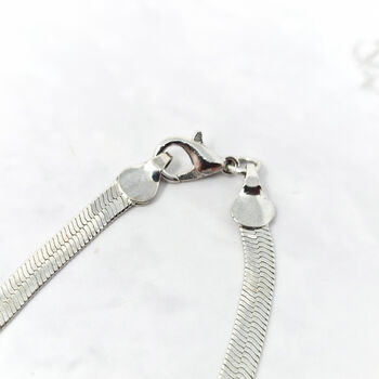 Herringbone Silver Flat Snake Chain Women's Necklace, 5 of 5