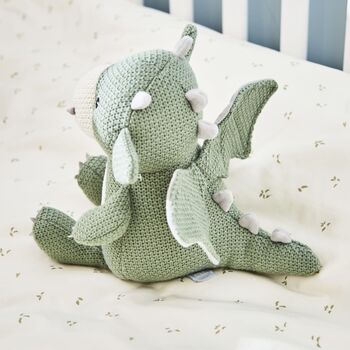 Personalised Green Knitted Dragon Soft Toy, 4 of 5