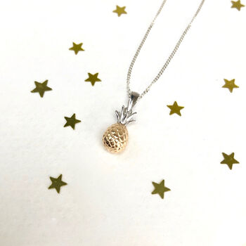 Sterling Silver And Rose Gold Plated Pineapple Necklace, 6 of 8