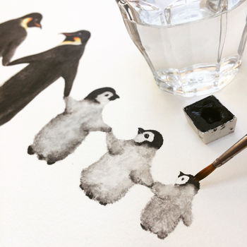 Personalised Family Of Penguins Print, 4 of 5