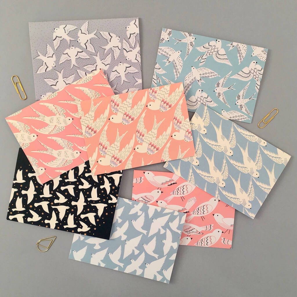 Pack Of Eight Bird Print Notecards, 1 of 10