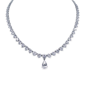 Imperial Rhodium Plated Teardrop Necklace, 2 of 6