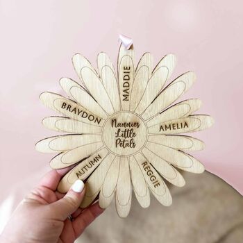 Personalised Little Petals Flower Hanging Wooden Plaque, 3 of 4