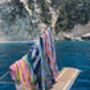 Dolce 100% Cotton Modern Striped Beach Towel Pink / Yellow And Green, thumbnail 11 of 12
