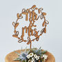 Mr And Mrs Floral Wreath Wooden Wedding Cake Topper, thumbnail 2 of 5