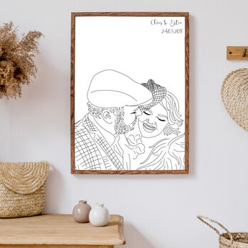 Custom Wedding Line Art Print Personalised Portrait, 7 of 10