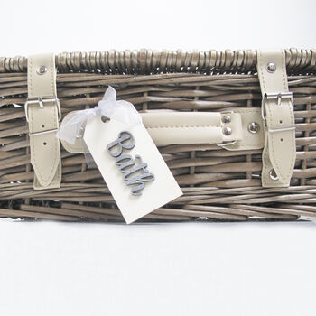 Antique Wash Hamper With Personalised Wooden Tag, 3 of 6