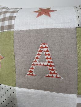 Personalised Sage And Peach Alphabet Cushion, 4 of 7