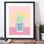 Ginger Jar Of Yellow Tulips Illustration Art Print, thumbnail 1 of 5