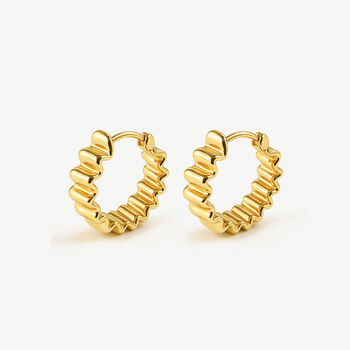 Women's Small Thick Folded Hoop Earrings In 18k Gold, 2 of 4