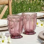 Bella Perle Embossed Amethyst Short Tumbler Glasses, thumbnail 2 of 8