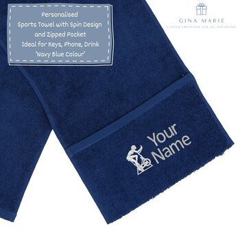 Personalised Embroidered Gym Towel With Zipped Pocket, 11 of 12