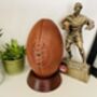 Mini Leather Rugby Ball With Display Stand, thumbnail 1 of 4